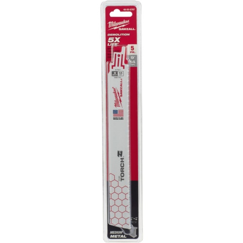 milwaukee TORCH金工用レシプロソーブレード 14TPI 229mm(5本パック)【48-00-5787】