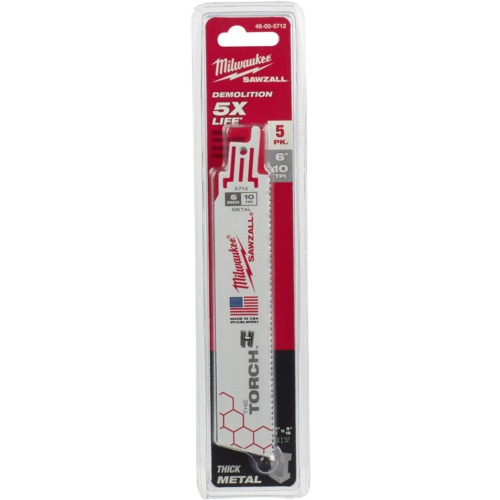 milwaukee TORCH金工用レシプロソーブレード 10TPI 152mm(5本パック)【48-00-5712】