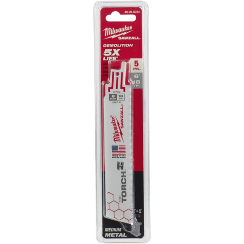 milwaukee TORCH金工用レシプロソーブレード 18TPI 152mm(5本パック)【48-00-5784】