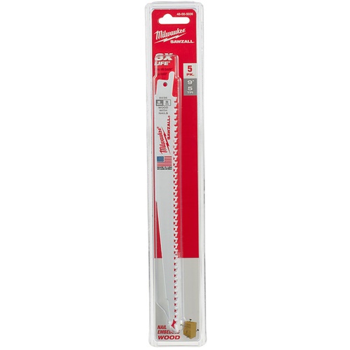 milwaukee NAIL WOOD 釘入り木材用レシプロソーブレード 5TPI 229mm (5本パック)【48-00-5036】