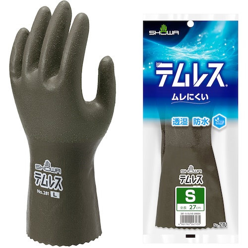 SHOWA ポリウレタン手袋 NO281 テムレス オリーブグリーン Sサイズ【NO281-S-OG】