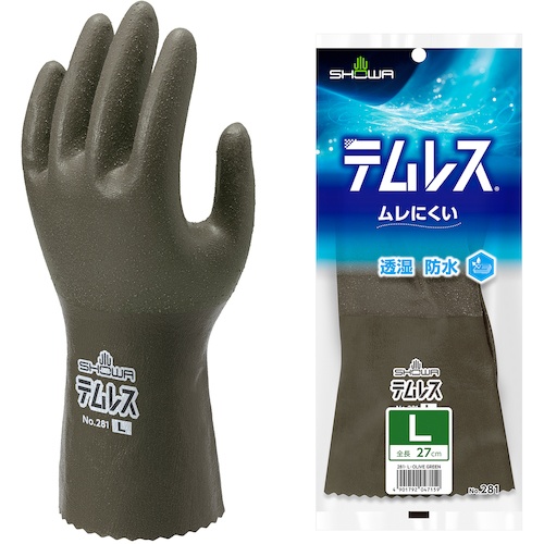 SHOWA ポリウレタン手袋 NO281 テムレス オリーブグリーン Lサイズ【NO281-L-OG】