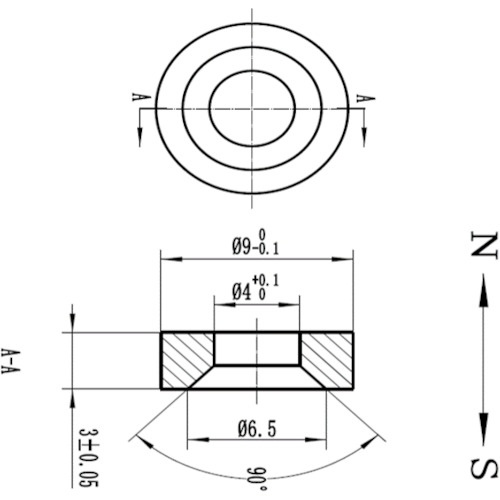 MAGEVER ネオジム磁石 丸型 NC-9R 皿穴付 M3【11NC09R1471】