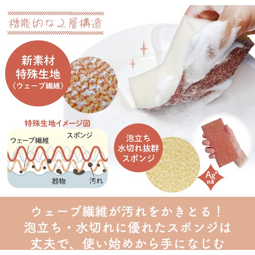 キクロン ザララ 汚れをするんと落とすスポンジ マロン【102556】