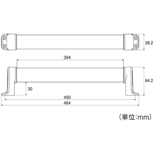 ECLE コロバン棒 フリーハンド ストレートタイプ 450mm シルバー【7053042】