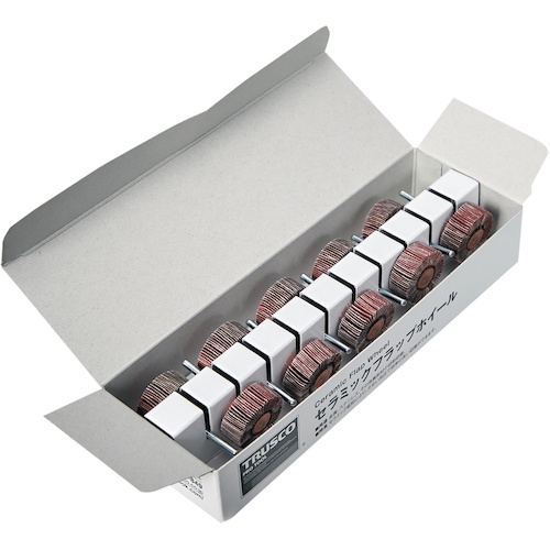 TRUSCO セラミックフラップホイール 軸径3mm #180 外径25×幅10×軸長30 (10個入)【TCF2510-CE-180】