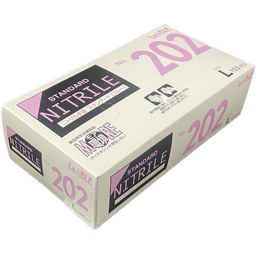 LEABLE ニトリルスタンダードブルー粉付L 100枚入【NO.202L】