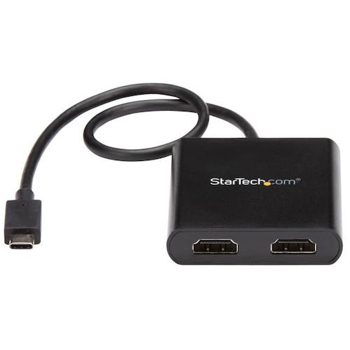 ディスプレイアダプター/USB-C - 2x HDMI/4K30Hz/30cmケーブル/ブラック/MSTハブ【MSTCDP122HD】