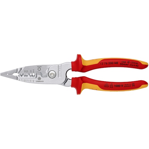 KNIPEX 電工用多機能絶縁プライヤー 200mm【1376200ME】