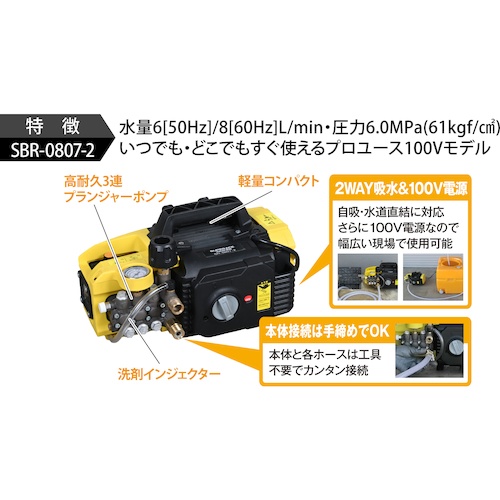 スーパー工業 100V高圧洗浄機 ポータブルタイプ【SH-0807-2】