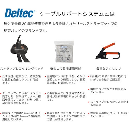 デルテック ヘッド付きストラップ 標準タイプ 幅12.7mm×長さ343mm【CSS-135】