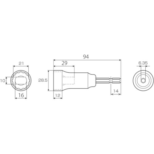 TOP 電動ドリル用強軸フォームタイソケット 21mm【EFS-21TSS】