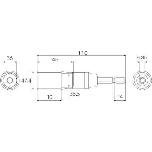 TOP 電動ドリル用強軸ソケット【ETS-36】