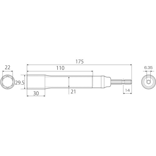 TOP 電動ドリル用強軸ソケットロングタイプ 22mm【ETS-22L】