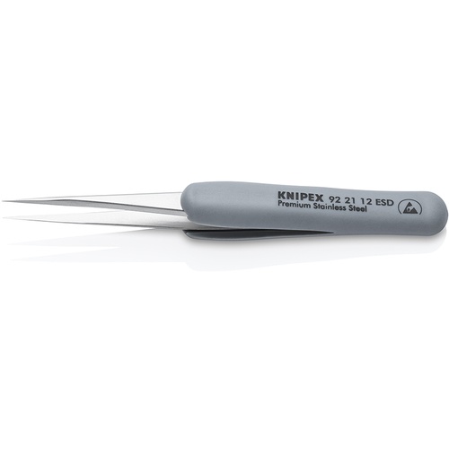 KNIPEX ラバーハンドル付き精密ピンセット 先細 112ММ【9221-12ESD】