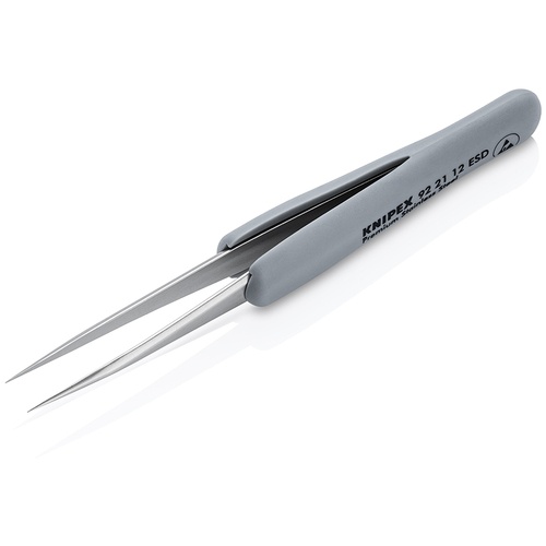 KNIPEX ラバーハンドル付き精密ピンセット 先細 112ММ【9221-12ESD】