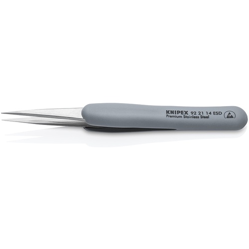 KNIPEX ラバーハンドル付き精密ピンセット 先丸 130ММ【9221-14ESD】