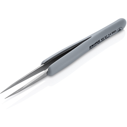 KNIPEX ラバーハンドル付き精密ピンセット 先丸 130ММ【9221-14ESD】