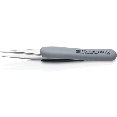 KNIPEX ラバーハンドル付き精密ピンセット 先丸 123ММ【9221-10ESD】