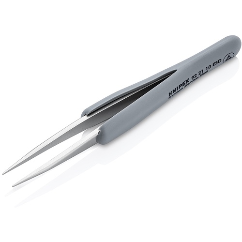 KNIPEX ラバーハンドル付き精密ピンセット 先丸 123ММ【9221-10ESD】