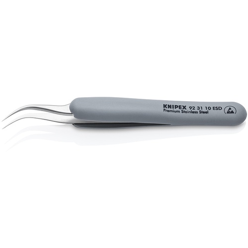 KNIPEX ラバーハンドル付き精密ピンセット 先細・先曲がり 122ММ【9231-10ESD】