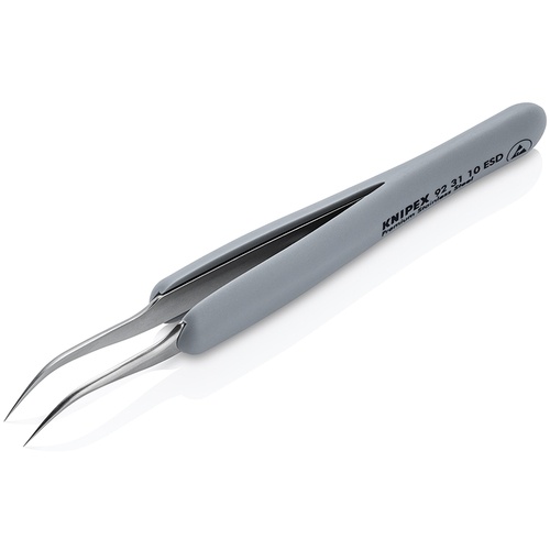 KNIPEX ラバーハンドル付き精密ピンセット 先細・先曲がり 122ММ【9231-10ESD】
