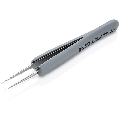 KNIPEX ラバーハンドル付き精密ピンセット 先極細 112ММ【9221-13ESD】