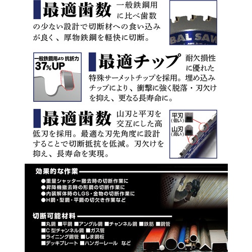 モトユキ グローバルソー鉄鋼解体用チップソー 165mm【AT-165EX】
