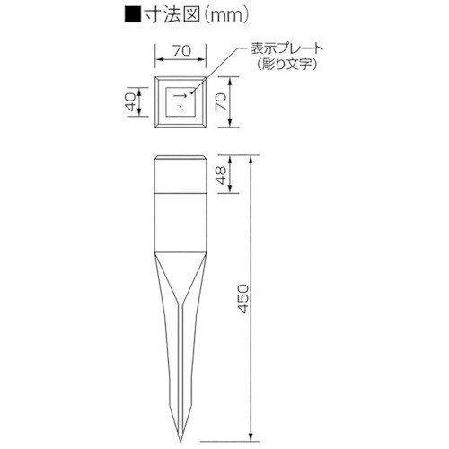 ユニット 埋設表示杭ユニパイル 矢印 赤 右矢印【481-41】