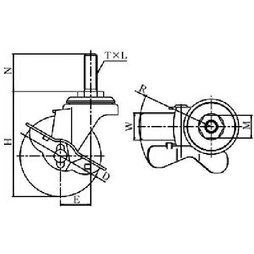ユーエイ ねじ込み式 自在 ステンレスキャスター ナイロン 車輪径75mm ストッパー付き Sタイプ SUS-ST-S型 ネジ寸法M12×35ピッチ1.75【SUS-ST-75NS-M12-35】