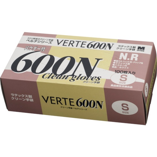 天然ゴムディスポ手袋 Sサイズ (100枚入)【VERTE-600N-S】
