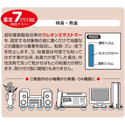 光 倒れ防止君 半透明タイプ12×50×60mm【KUE10-60】