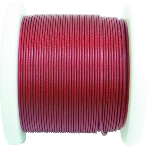赤コーティングワイヤロープ100m巻【R-SY15V-RED】