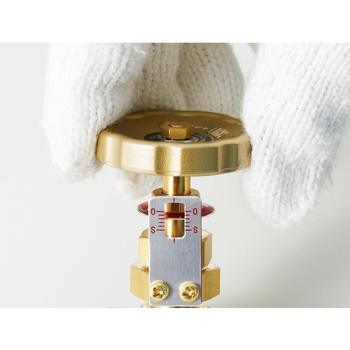 黄銅製ニードルバルブ3/8B 開度指示器付き【DH-12GC-R】