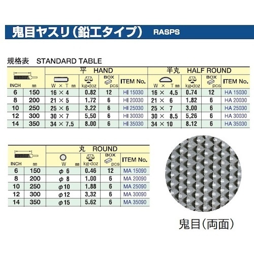 鉛工ヤスリ 平 300mm 鬼目【HI30030】