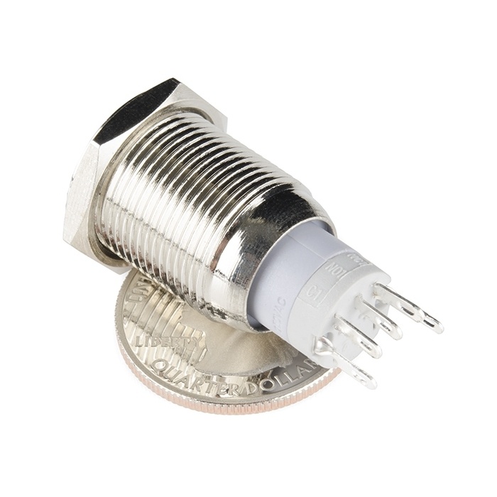 金属製プッシュボタン-ラッチング(16mm/赤)【COM-13400】