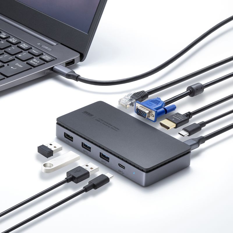 USB Type-Cドッキングステーション(HDMI/VGA・2画面出力対応)【USB-CVDK19】