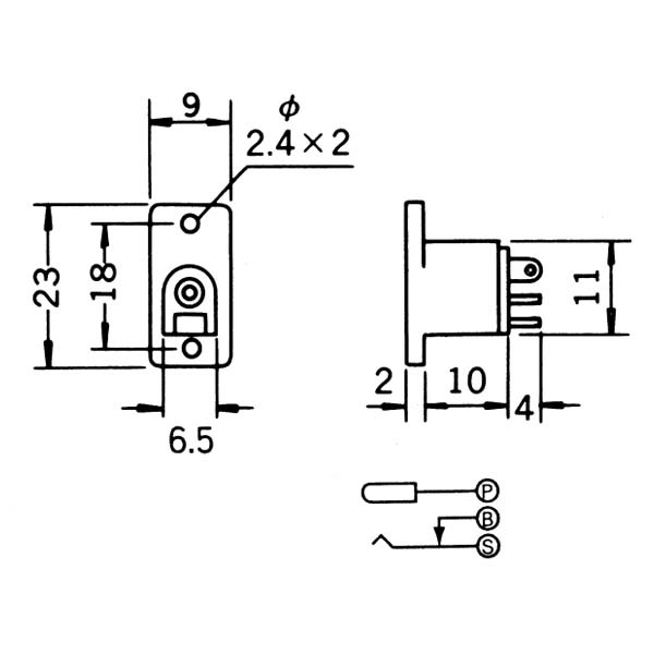 DCジャック 2.1mm パネル取付用【MJ-181MA】