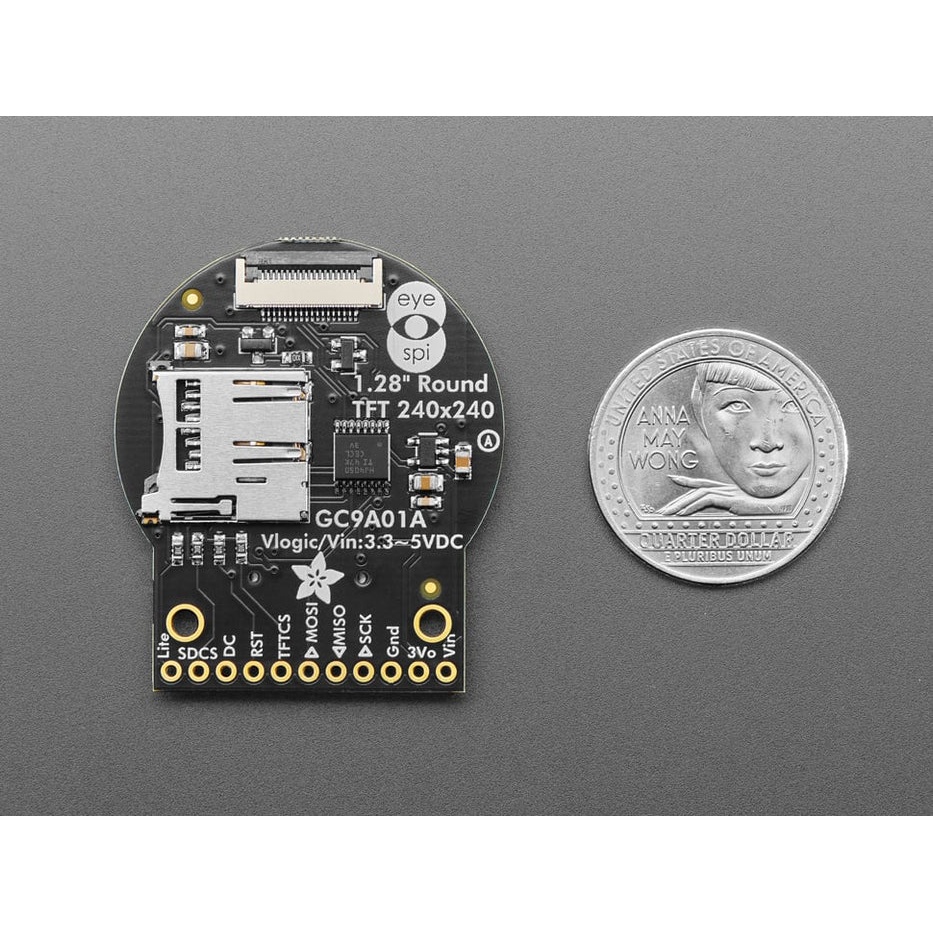 Adafruit 1.28インチ 240x240 microSDカードスロット付き円形TFTディスプレイ【ADA-6178】
