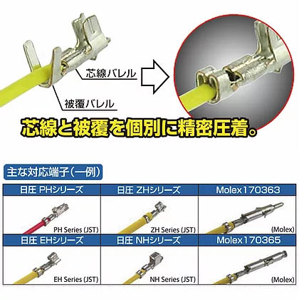 精密圧着ペンチ(ハーフピッチ対応 1.25mm～2.5mmピッチ相当)【PA-09】