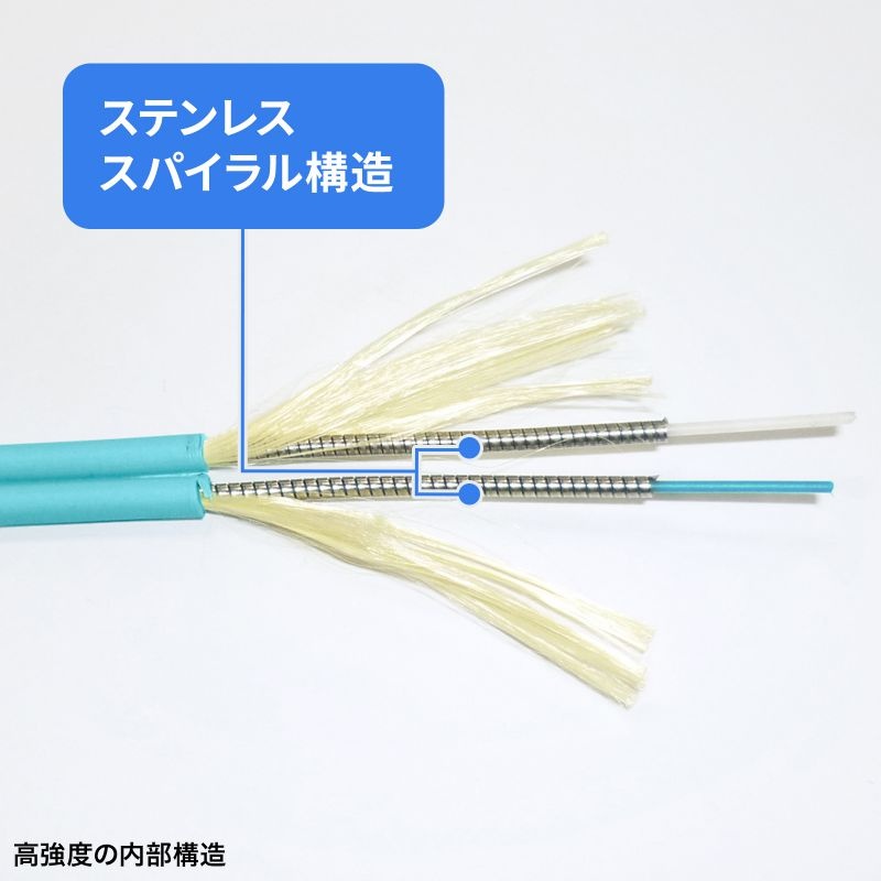 補強メガネ型光ファイバケーブル(マルチOM3/LC×2-LC×2/3m)【HKB-HOM3LCLC-03】