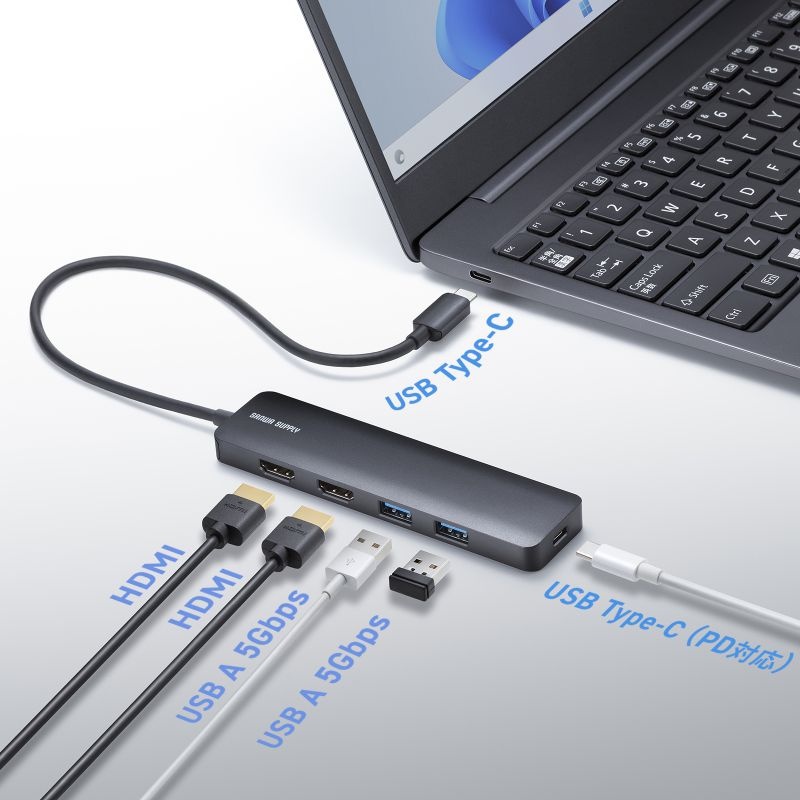 USB Type-C ドッキングステーション【USB-5TCHHPS22BK】