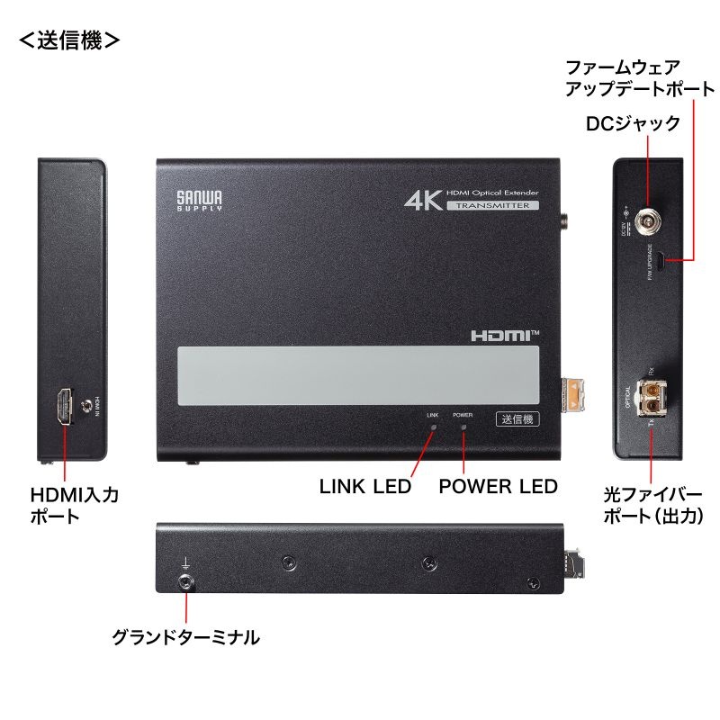 光ファイバHDMIエクステンダー(4K対応・300m延長)【VGA-EXHDFB】