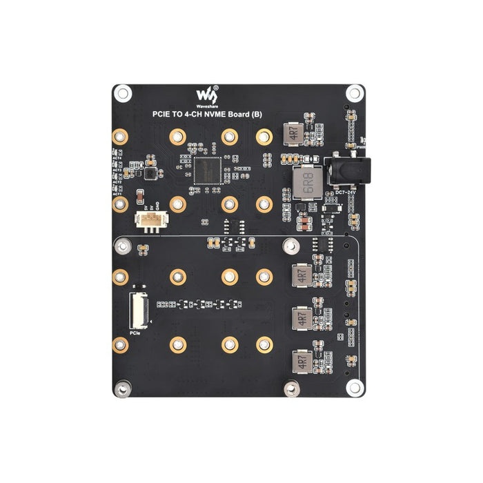Waveshare Raspberry Pi 5用PCIe-4ch M.2変換基板【WAVESHARE-30535】