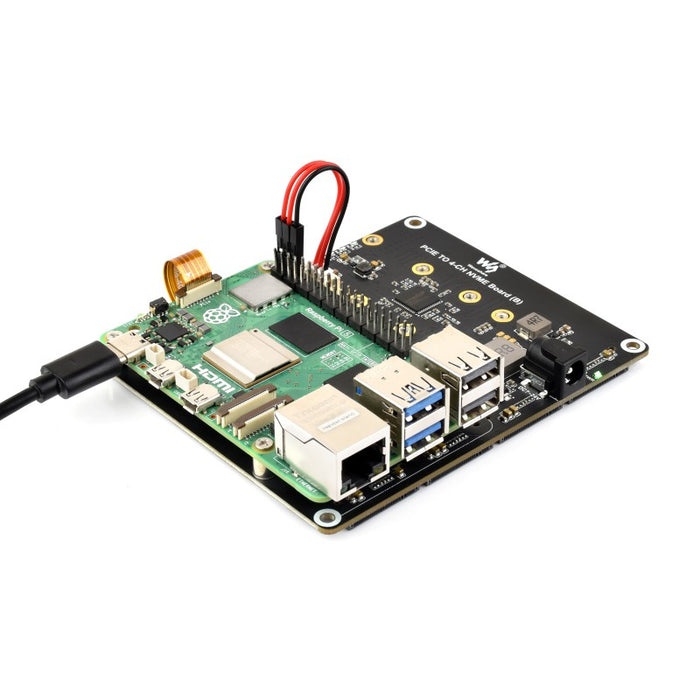 Waveshare Raspberry Pi 5用PCIe-4ch M.2変換基板【WAVESHARE-30535】