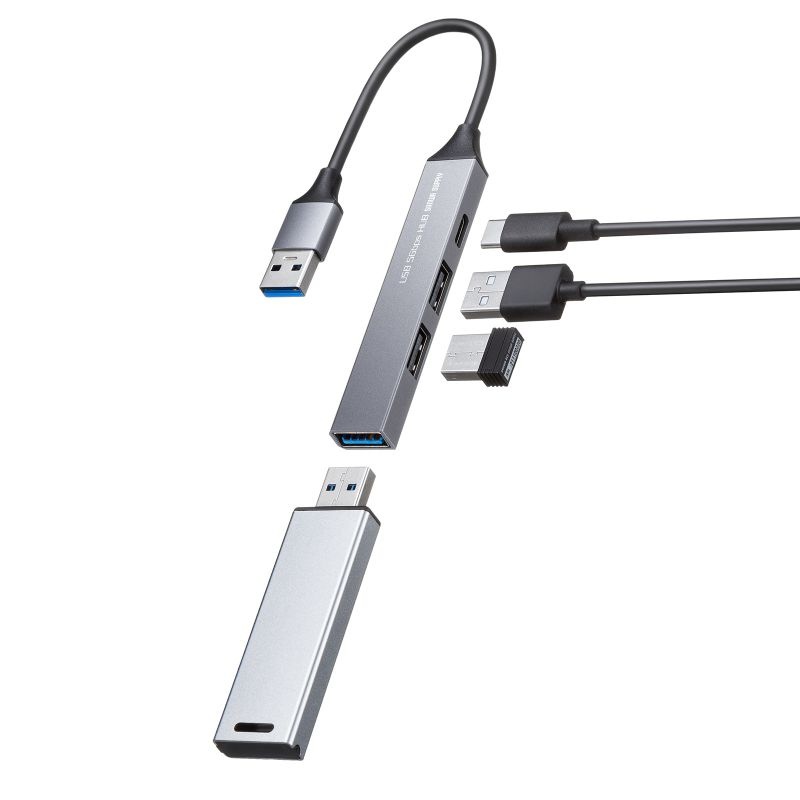 USB 5Gbps 4ポート コンボ超スリムハブ【USB-5H25GM】