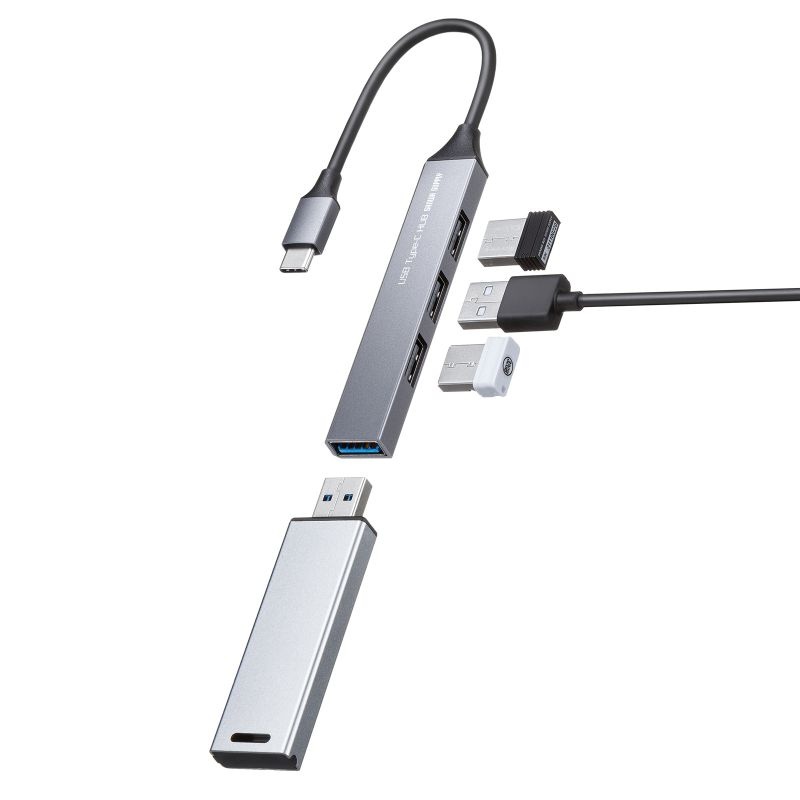 USB Type-C 4ポート コンボ 超スリムハブ【USB-5TC26GM】