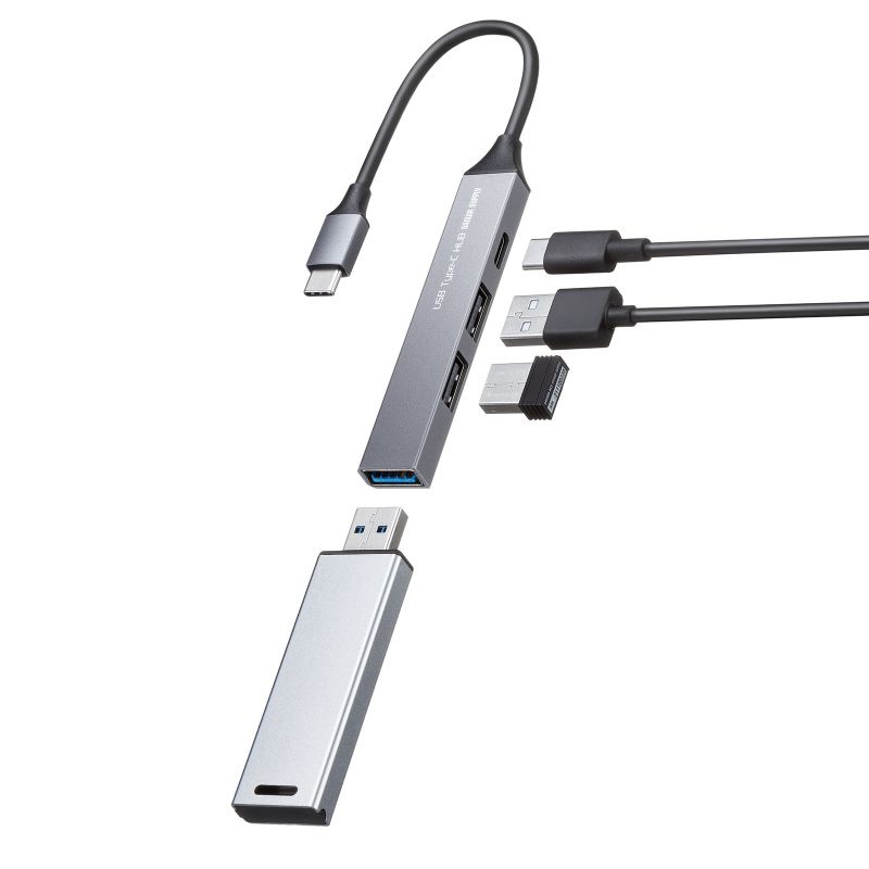 USB Type-C 4ポート コンボ 超スリムハブ【USB-5TC27GM】