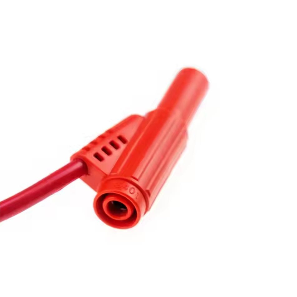 保護カバー付きバナナプラグ レッド(端子4mm 表面素材PVC)【S401R1】