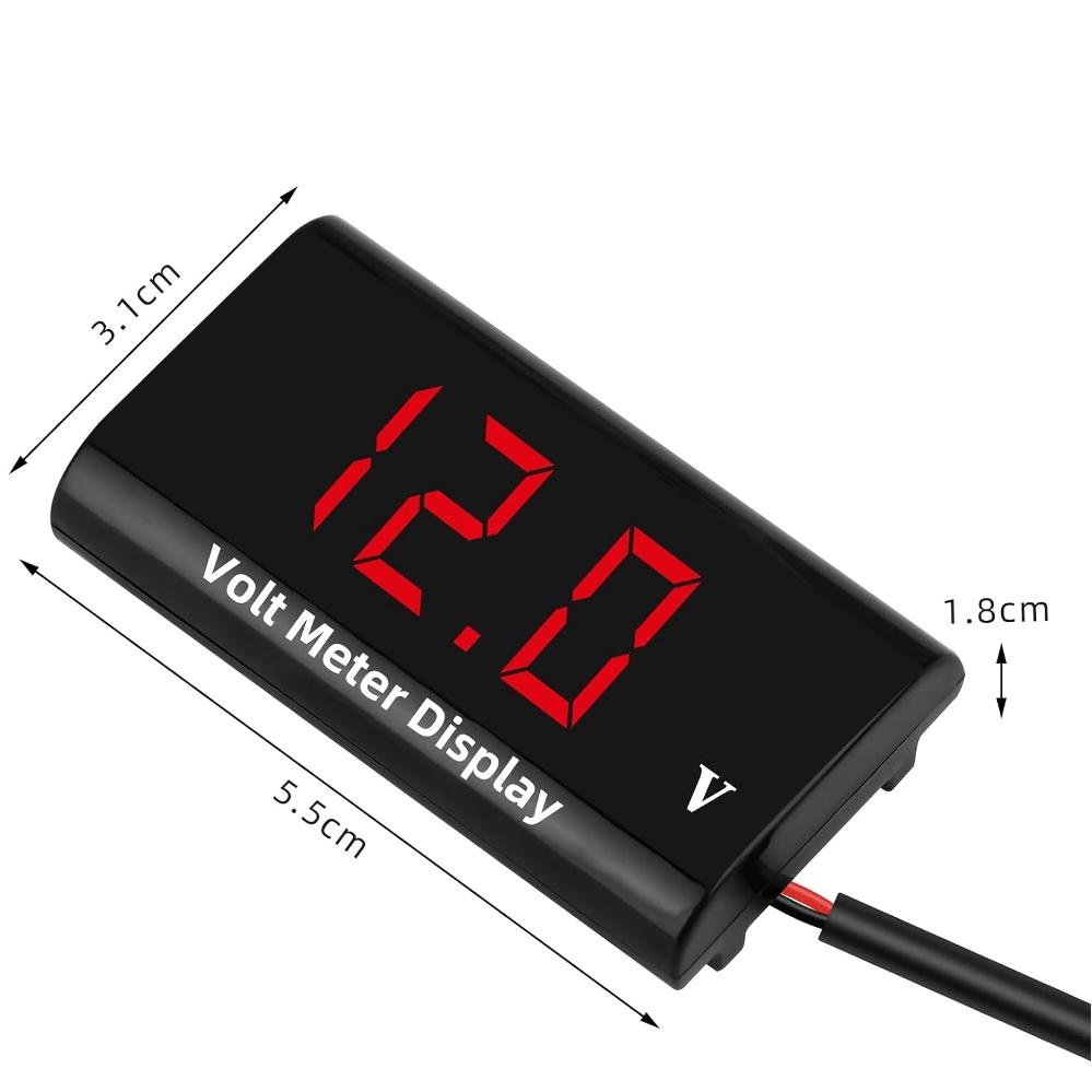 DC8-24V IPX6 防水 LEDデジタル電圧計 レッド【WDCV-24red】